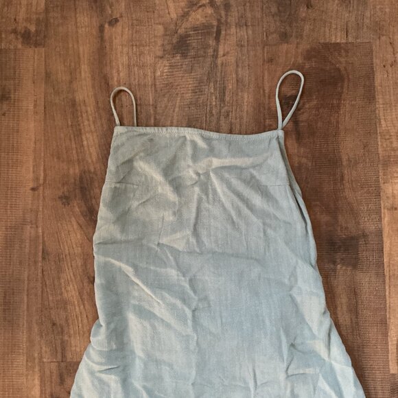 Princess Polly Sage Linen Halter Mini Dress Size 8 US - Picture 6 of 9